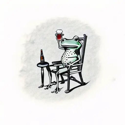 Frog Sitting In A Chair Drinking Beer