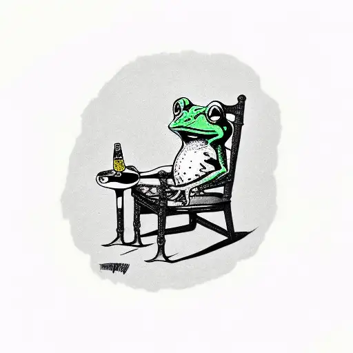 Frog Sitting In A Chair Drinking Beer