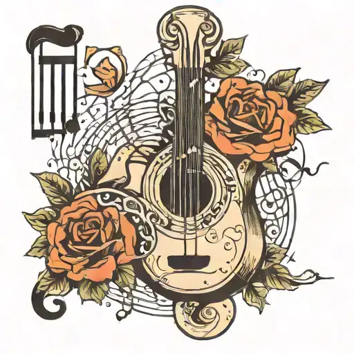 A Surreal Abstract Representation Of Love Intertwined With Music Notes