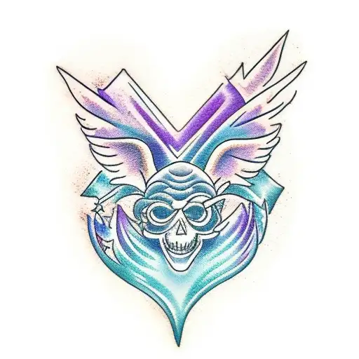 Spirit Pengun With Ocean Background And Amethyst Undertone