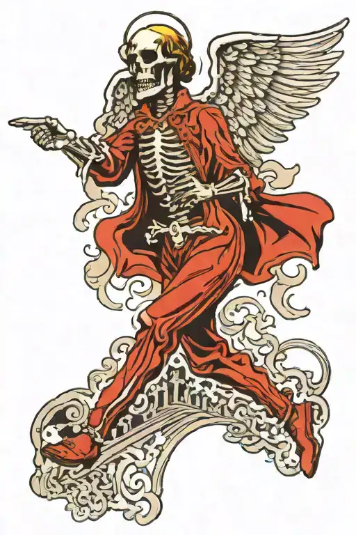 Angel Or Skeleton Falling From Heaven Gates