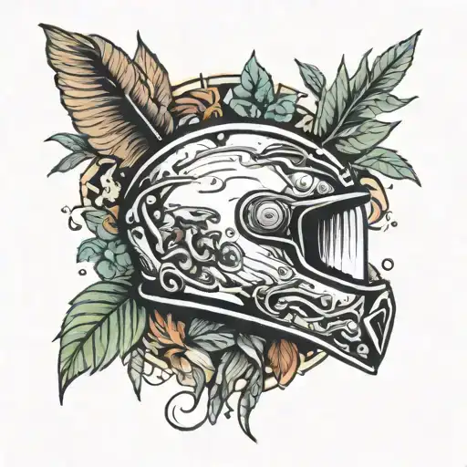 Sportbike Helmet Surrounded By Nature