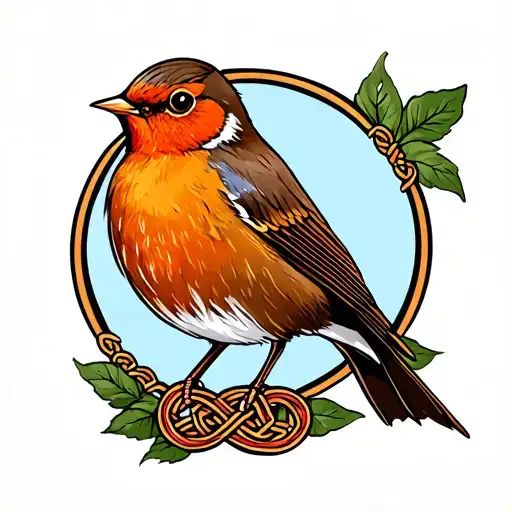Robin Redbreast Celtic Knot Design Incorporating