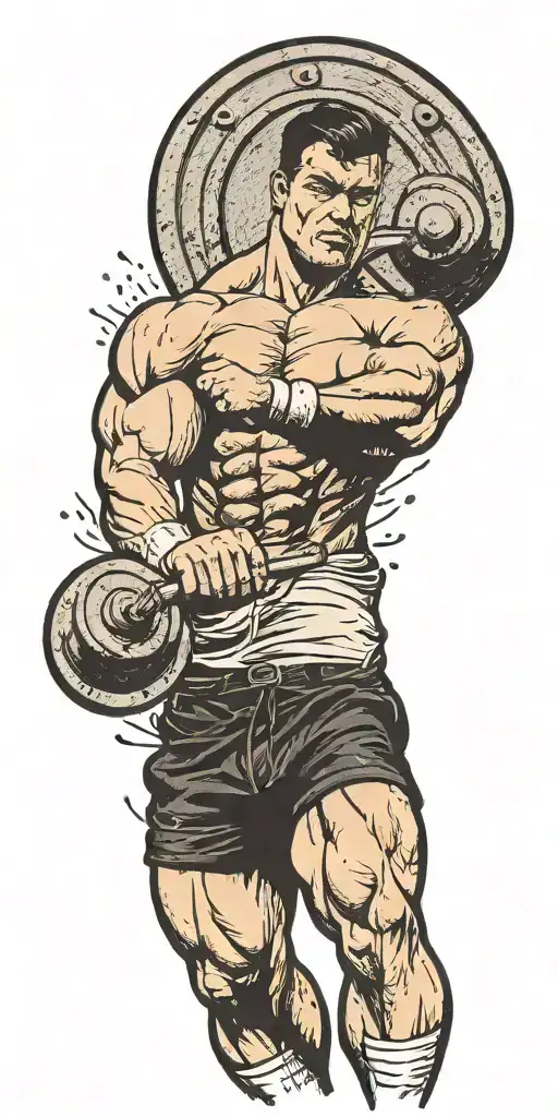 A Weightlifter Lifting A Barbell Made Of Beach Sand