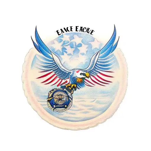 Black Eagle Holding Banner With Date