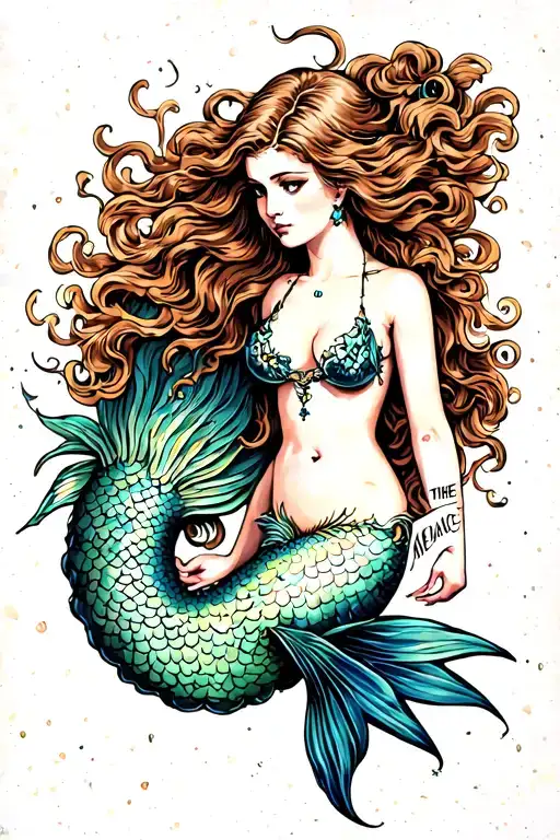 Mermaid With The Word Menace Written Into Her Tail