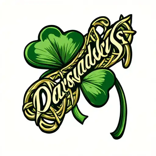 Four Leaf Clover With The Celtic Font Saying Davis Inside