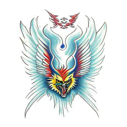 Phoenix Face With Wings On The Side