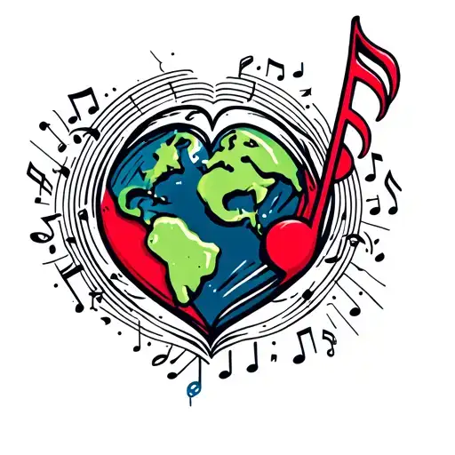 Heart Music Note Earth