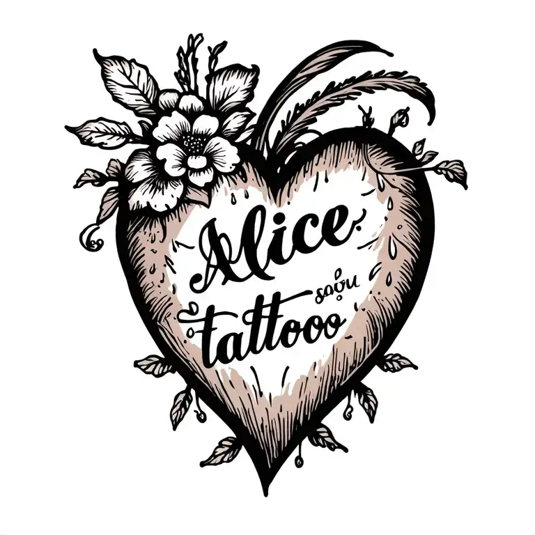 Traditional Mom Heart Tattoo But It Says Alice