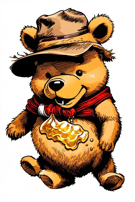 Mad Pooh Bear With Honey