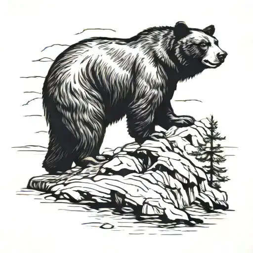 Standing Black Bear Looking To The Distance