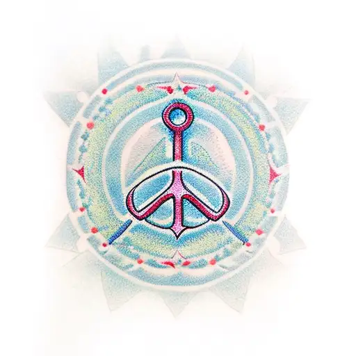 Heart Anchor And Peace Sign In A Vertical Way