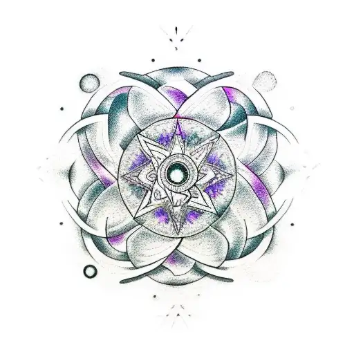 Aries And Taurus Zodiac Signs Entwined In A Dotwork Mandala Design