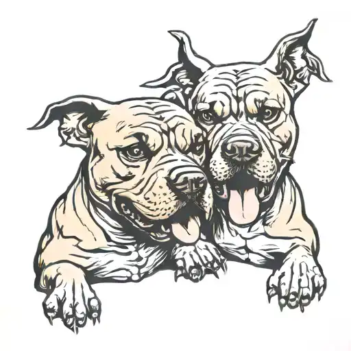 2 Very Angry Pitbull Faces Biting Each Other