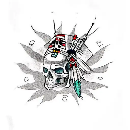 Native America Theme With Skulls