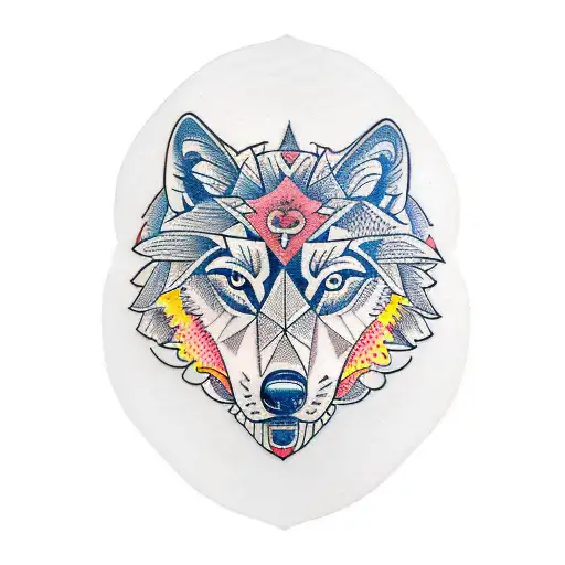 Geometric Wolf Floral Calf Sleeve