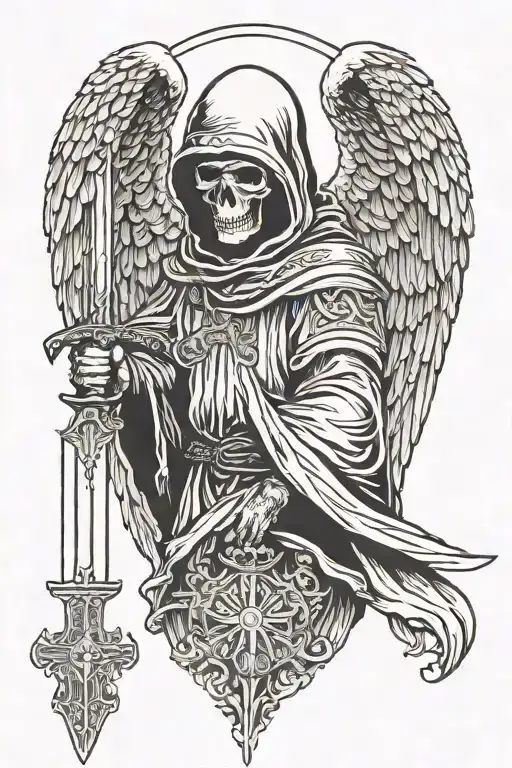 Angel Of Death In A Hood With A Sword