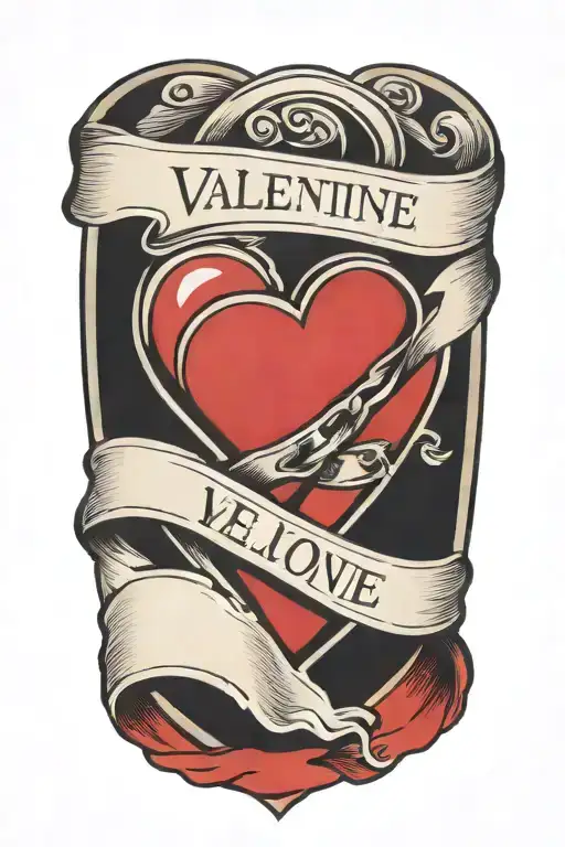 Classic Valentine Heart With Banner Ribbon Across