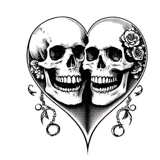 Male And Female Skulls In A Heart Shape