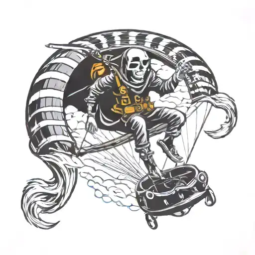 Grim Reaper Skydiving With Parachute