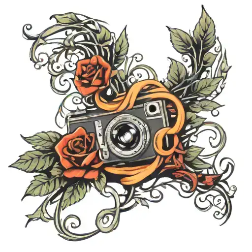 Design A Tattoo Featuring A Film Strip Intertwined With A Vine Of Family And Friends