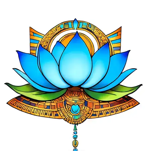 Coverup With A Coloured Blue Lotus In An Egyptian Style