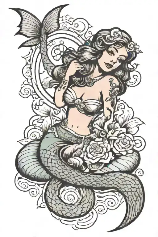 Mermaid Girl Lounging