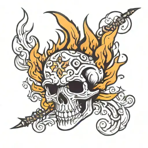 Skull And Flame And Fire
