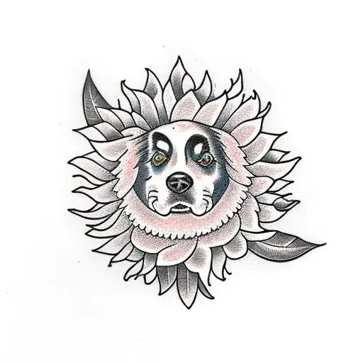 Border Collie With Sunflower