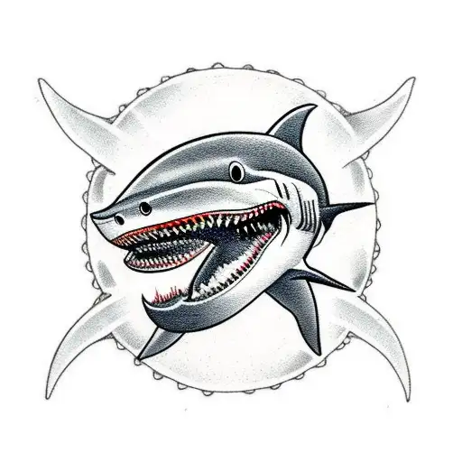 Shark With A Human Tattoed On It