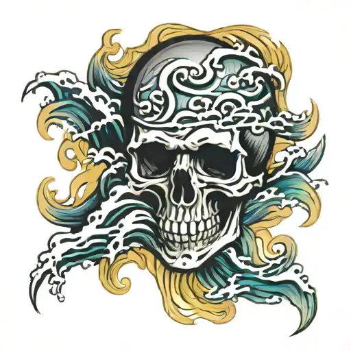 Skull Ocean Waves