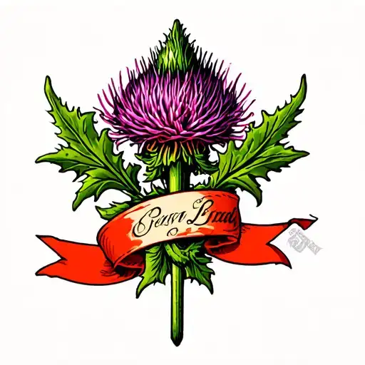 Scottish Thistle With Ribbon