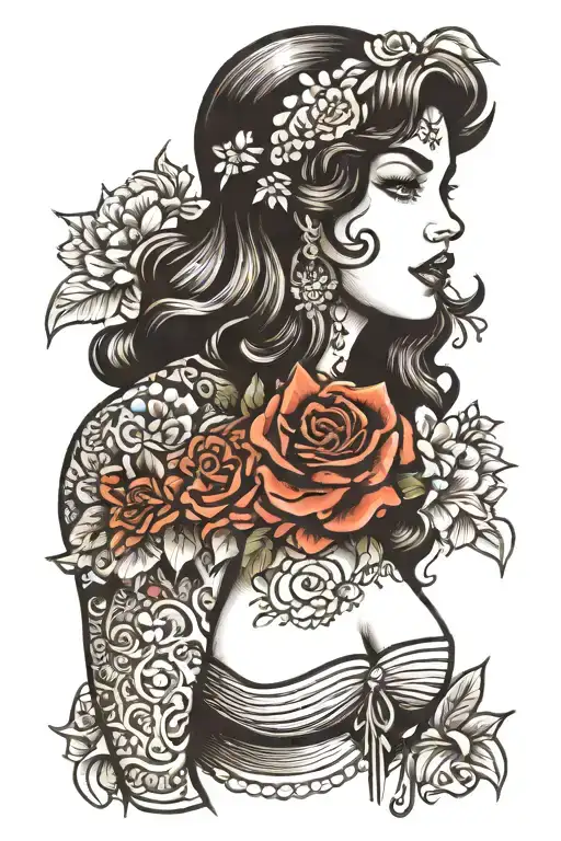 Tattooed Woman Black And White