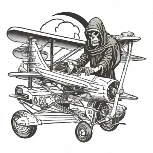 Grim Reaper Working On An Airplane