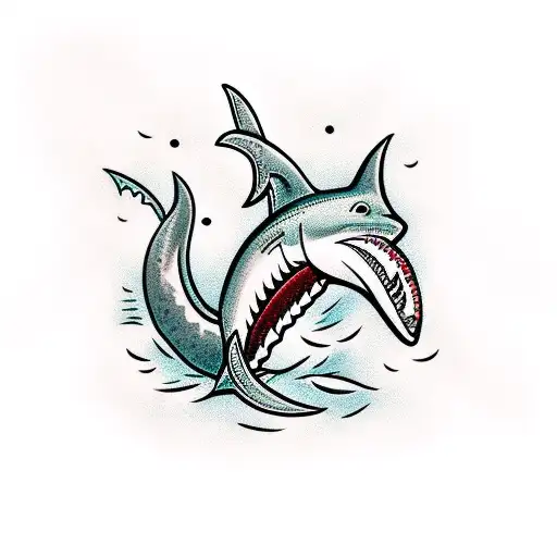 Mermaid Stabbing Shark With Harpoon