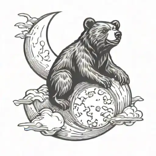 Bear Sitting On Moon Made