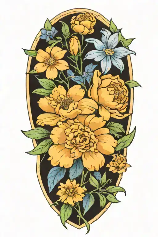 Bluebonnets And Marigolds