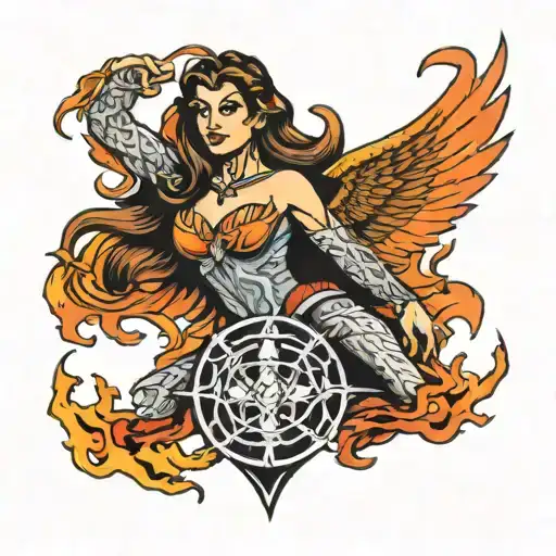 Dawn Phoenix Rising From Flames Symbolizing