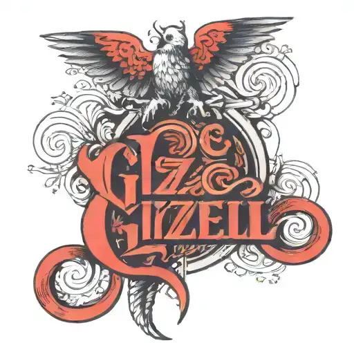 The Word Gizell In Red With Some Shading