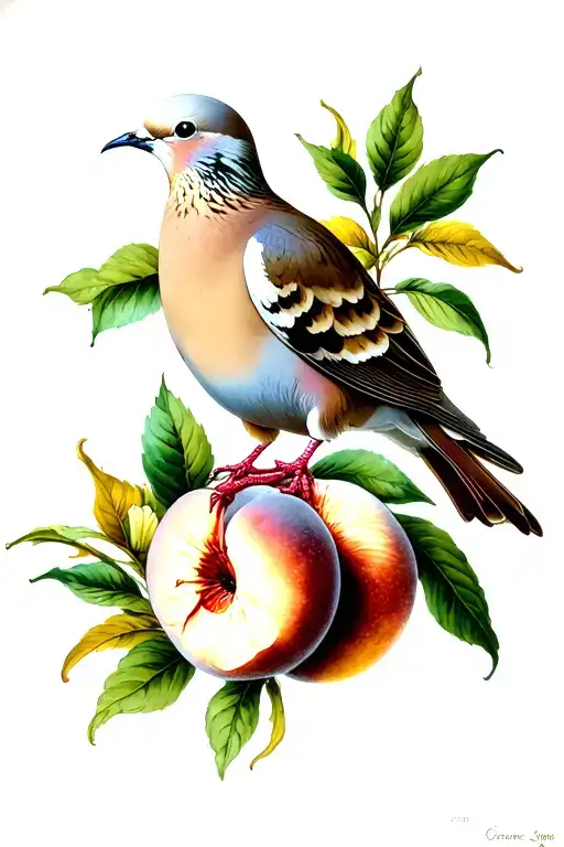 Mourning Dove And Nectarine