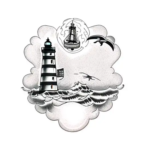 Black And Grey Lighthouse With Out Any Surroundings