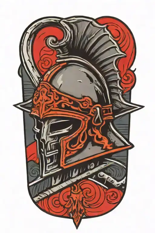 Warriors Helmet On Sword