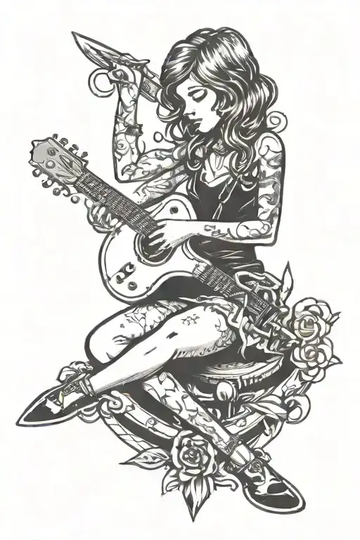 Knife Guitar And Girl
