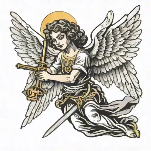 Angel With Wings And Mace