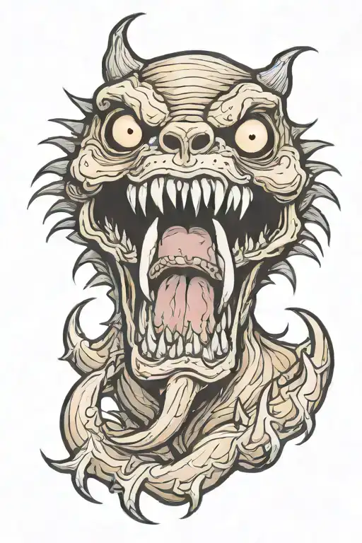 Scary Monster Sharp Teeth Claws Emerging