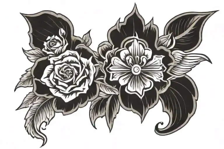 Thigh Tattoo Design Featuring Christian Design Inspired