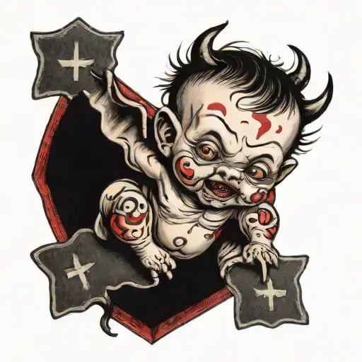 Demon Baby On A Cross