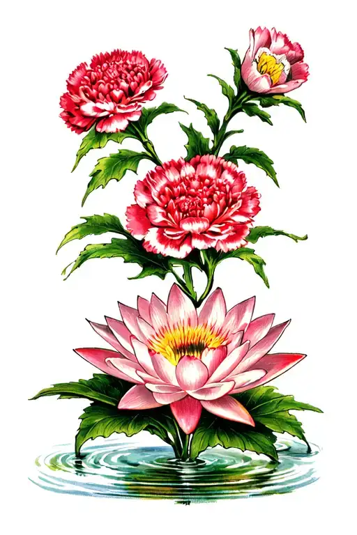 Carnation And Water Lily