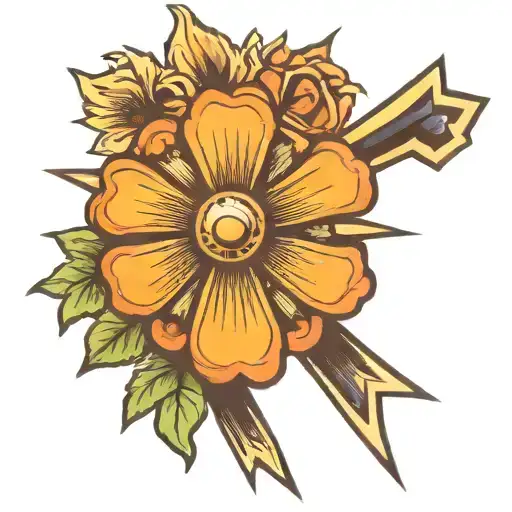 Cross With Sun Rays And One Flower